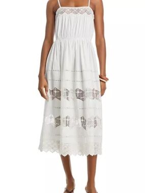 THE GREAT. The Rosette Crochet midi Dress